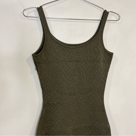 Fendi x Skims embossed olive green Illinois Midi dress size 38 (US 2) - Picture 12 of 14